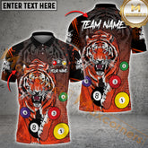 Maxcorners Billiard Shirt Roaring Tiger Pool Champion Theme Multicolor Options Personalized Name, Team Name 3D Shirt (4 Colors)