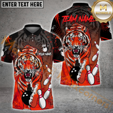 Maxcorners Bowling Shirt Roaring Tiger Strike King Design Multicolor Options Personalized Name, Team Name 3D Shirt (4 Colors)