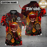 Maxcorners Darts Shirt Flaming Skeleton Warrior Neon Multioptions Personalized Name, Team Name Unisex 3D Shirt (4 Colors)