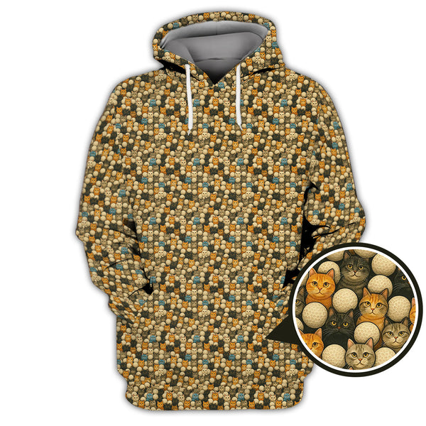 Maxcorners Funny Cat Golf Shirt For Golfer - Cat Pattern Golf Shirt - Golf Gift For Cat Lovers