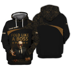 Maxcorners Fold Like A Boss Poker Shirt for Men, Custom Poker T Shirts, Gifts for Poker PlayersLM1009