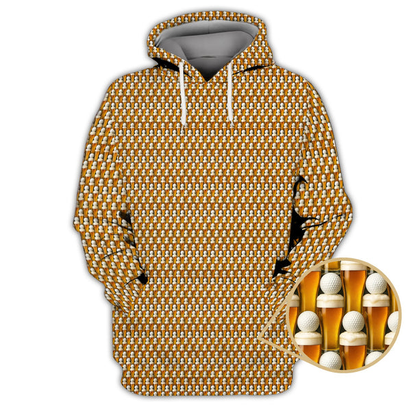 Maxcorners Golf And Beer Pattern Shirts, Funny Golf Shirt For Men, Crazy Golf Polos