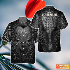 Maxcorners Darts And Metal Skull Customized Name 3D Hawaiian Shirt