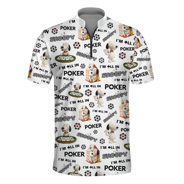 Snoopy Poker Shirt – Funny “I’m All In” Dog Poker Shirt – Cartoon Gambling Tee for Men