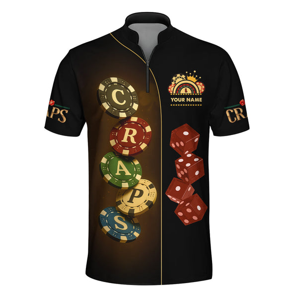 Craps T Shirt Custom Name, Poker Chips and Craps Design, Casino Poker Polo Shirt
