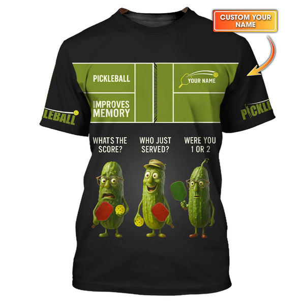 Maxcorners Funny Pickleball Shirts, Men's Custom Name Pickleball Improves Memory Polos, Gift For Pickleball Players LM0509