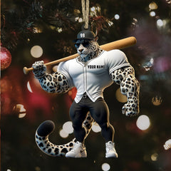 Maxcorners Baseball Leopard Christmas Ornament, Personalized Ornament 2D Flat LM2211