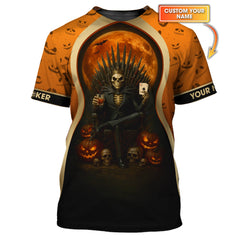 Maxcorners Personalized Name Skeleton Poker Polos, Poker Halloween Shirt, Funny Poker T-Shirt For Men'sLM1009