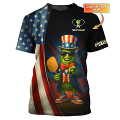 Maxcorners Custom USA Pickleball Shirt – Funny Patriotic Uncle Sam Design – Personalized Gift for Players