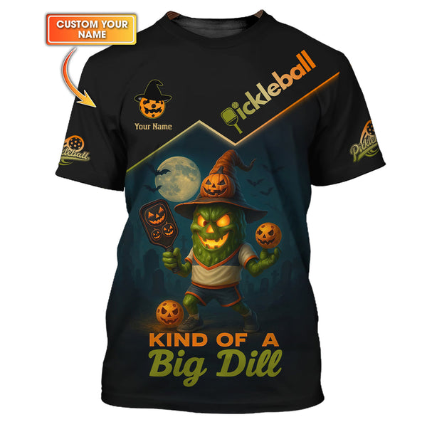 Maxcorners Custom Name Funny Pickleball T-Shirts, Halloween Pickleball Shirt, Kind Of A Big Dill Polos, Gift For Pickleball Lovers LM0509