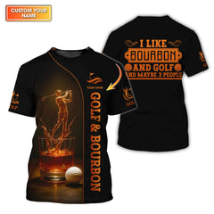 Maxcorners Golf & Bourbon Custom Golf Polos, Funny Golf Shirt for Men, I Like Bourbon and Golf Shirts