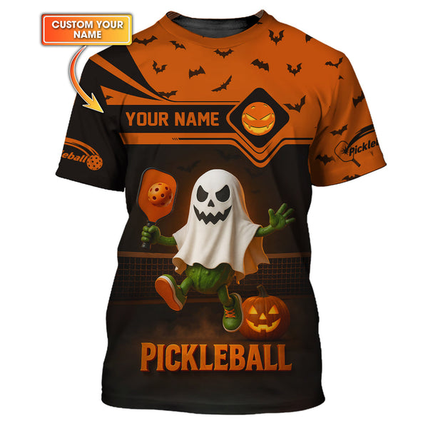 Maxcorners Custom Name Funny Pickleball Shirts, Ghost Pickleball Polos, Halloween Pickleball Shirt For Players LM0509