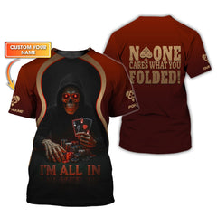 Maxcorners Custom Poker Shirt I'm All In Red Skull Design No One Cares What You Folded Poker Games T ShirtsLM1009