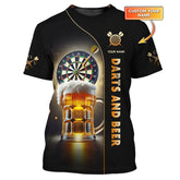 Maxcorners Darts And Beer Design Darts T Shirt, Love Darts Shirts, Gift For Darts Lovers LM0509