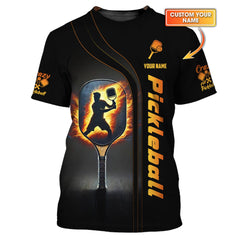 Maxcorners Custom Pickleball T Shirt, Crazy Pickleball Fire Effect, Gifts For Pickleball Players