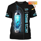 Maxcorners Diver With Diving Tank Custom Name 3D Shirt Born To Dive Personalized Gift For Diver Lovers LM2111