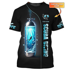 Maxcorners Diver With Diving Tank Custom Name 3D Shirt Born To Dive Personalized Gift For Diver Lovers LM2111
