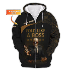 Maxcorners Fold Like A Boss Poker Shirt for Men, Custom Poker T Shirts, Gifts for Poker PlayersLM1009