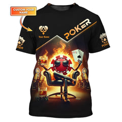 Maxcorners Fire-Whiskey with Poker Chip Boss T-Shirt, Poker Shirts for Men, Gift For Poker PlayersLM1009