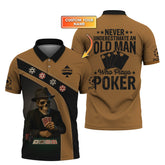 Maxcorners Custom Poker Shirts, Never Underestimate An Old Man Poker Chips T Shirt, Poker Gift for LoverLM1009