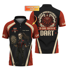 Maxcorners Never Underestimate a Girl with a Dart Shirt, Custom Darts Polo Shirts, Darts Jerseys LM0509