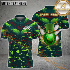 Maxcorners Luckiest Shamrock Bowling Jersey Personalized Name, Team Name 3D Shirt