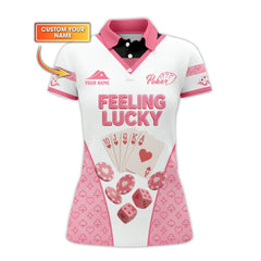 Maxcorners Women's Poker Shirt, Feeling Lucky Shirts With Custom Name, Funny Poker T-ShirtLM1009