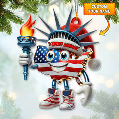 Maxcorners Custom Name American Christmas Ornament, America Lover Christmas Gift 2D Flat LM2111