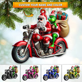 Maxcorners Custom Name Motorcycle Christmas Santa Ornament, Christmas Gift for Motorcycle Lover 2D Flat LM2111