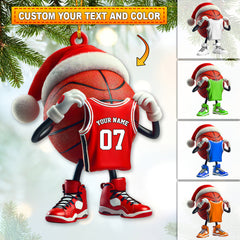 Maxcorners Custom Name and Number Basketball Ornament, Basketball Lover Christmas Gift49 2D Flat LM2111