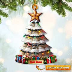 Maxcorners Custom Name Badminton Christmas Tree Ornament, Badminton Lover Christmas Gift 2D Flat LM2211