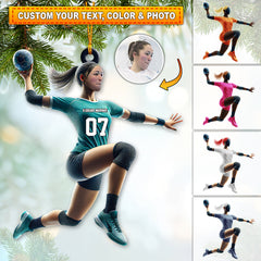 Maxcorners Custom Name and Number Woman Handball Ornament, Handball Lover Christmas Gift 2D Flat LM2111