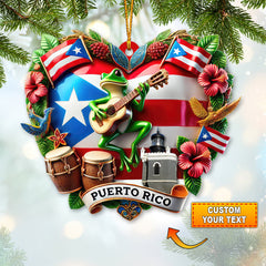 Maxcorners Custom Name Puerto Rico Ornament, Christmas Gift for Puerto Rico Lover 2D Flat LM2111