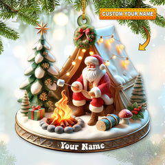 Maxcorners Custom Name Camping Ornament, Camping Christmas Decoration 2D Flat LM2211