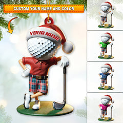 Maxcorners Custom Name Golf Santa Ornament, Golf Lover Christmas Gift 2D Flat LM2211