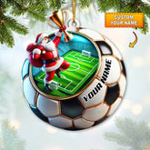 Maxcorners Custom Name Soccer Santa Ornament, Christmas Soccer Gift 2D Flat LM2111