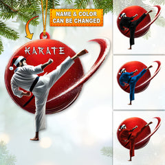 Maxcorners Custom Name Karate Ornament, Christmas Gift for Karate Lover 2D Flat LM2111