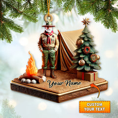Maxcorners Custom Name Camping Ornament, Camping Christmas Decoration 2D Flat LM2111