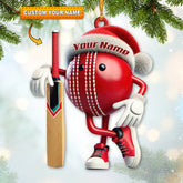 Maxcorners Custom Name Cricket Ball Ornament, Cricket Ball Lover Christmas Gift 2D Flat LM2211