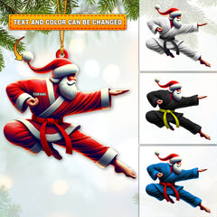 Maxcorners Custom Name Santa Karate Ornament, Christmas Gift for Karate Lover 2D Flat LM2111