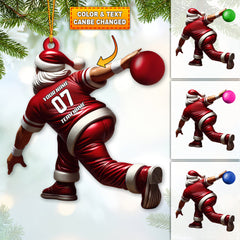 Maxcorners Custom Name Bowling Santa Ornament, Bowling Lover Christmas Gifts 2D Flat LM2211