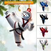 Maxcorners Custom Name Snowman Karate Ornament, Christmas Gift for Karate Lover 2D Flat LM2111