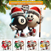 Maxcorners Custom Name Billiard Couple Ornament, Billiard Lover Christmas Gift 2D Flat LM2111