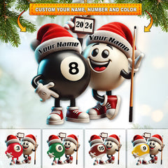 Maxcorners Custom Name Billiard Couple Ornament, Billiard Lover Christmas Gift 2D Flat LM2111
