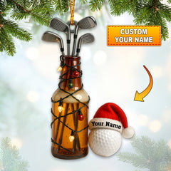 Maxcorners Custom Name Golf and Beer Ornament – Funny Golfer Christmas Decoration, Personalized Golf Ornament and Golf Decor Gift for Men MT1611