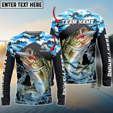 Maxcorners Bass Fishing Blue Camo Pattern Sport Jersey Personalized Name And Team Name Hoodie