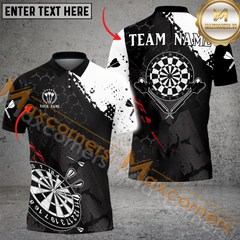 Maxcorners Darts Black White Pattern Customized Name, Team Name 3D Polo Shirt