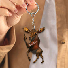 Maxcorners Personalized Funny Moose Acrylic Christmas Ornament And Keychain- Custom Decoration Holiday Gift for Hunters 2D Flat