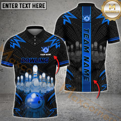 Maxcorners Bowling Strike Premium Multicolor Option Customized Name, Team Name 3D Shirt
