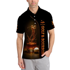 Maxcorners Golf & Bourbon Custom Golf Polos, Funny Golf Shirt for Men, I Like Bourbon and Golf Shirts